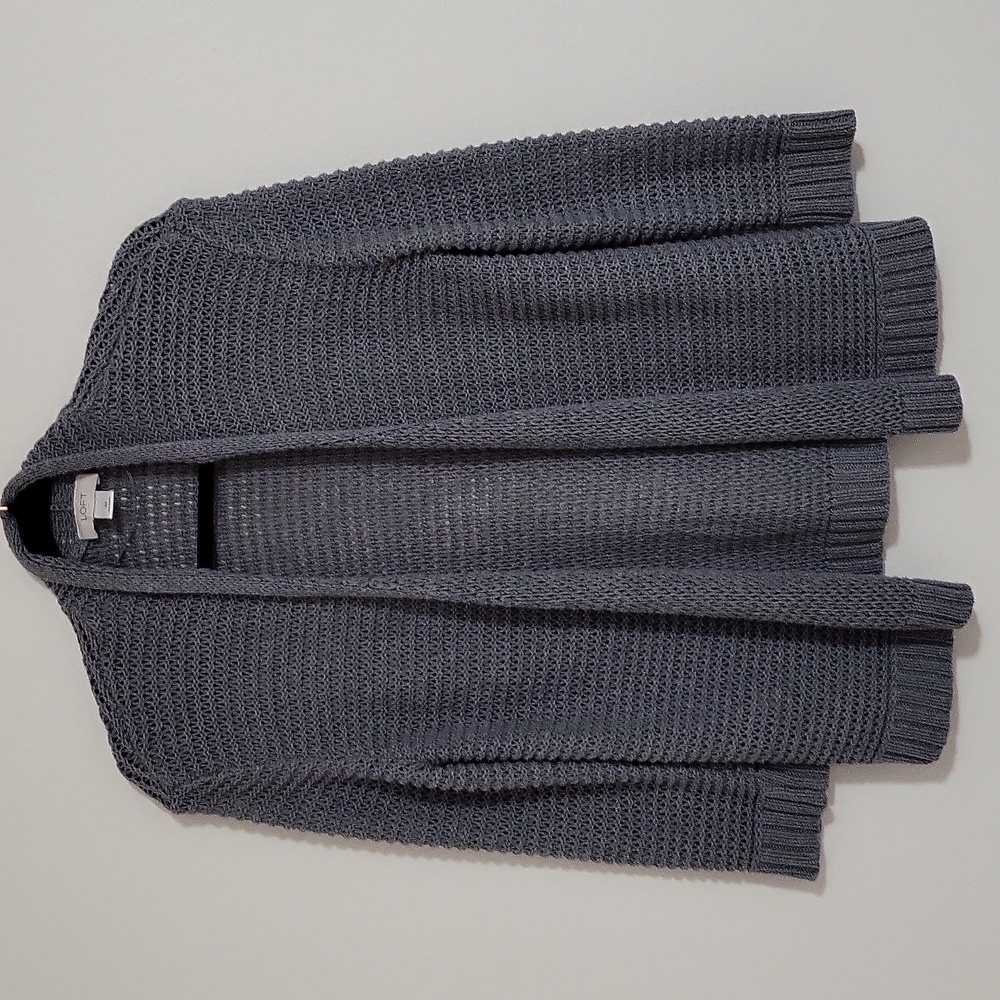 Loft Gray Open Knit Cardigan